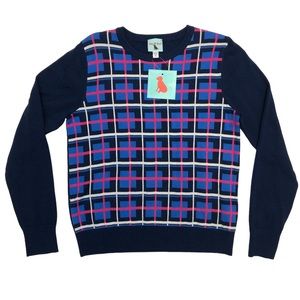 Haley and the Hound Preppy Plaid Crew Neck Long Sleeve Sweater
